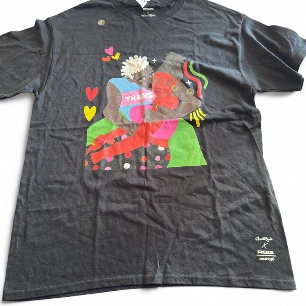 RSQ x Shani Benjamin Society6 Trans Pride Graphic Tee Black Mens Medium
